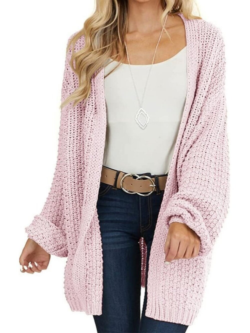 Cozy Oversized Long Knit Cardigan Sweater - Open Front, Perfect for Layering